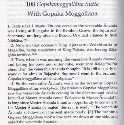 Gopakamoggallāna Sutta: Majjhimanikāya, M.iii.7f